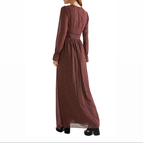 MICHAEL Michael Kors Dresses & Skirts - Burgundy floral chiffon Michael Kors long sleeve dress